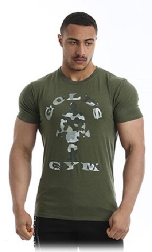 Levně Golds Gym Gold's Gym Pánské tričko Slim Fit Stretch GGTS144 khaki - S