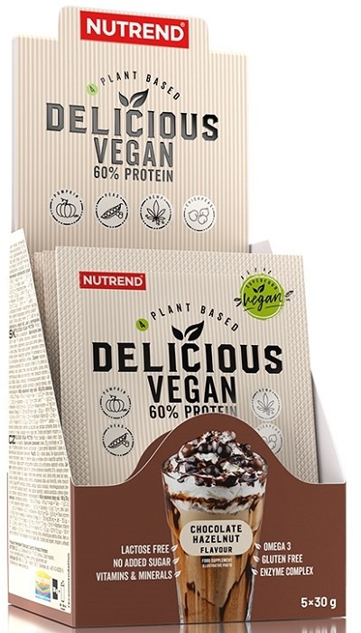 Nutrend Delicious Vegan Protein 5x30 g - Čokoláda/lískový ořech