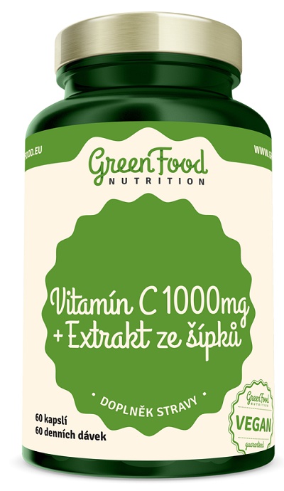 Levně GreenFood Vitamín C + Extrakt ze šípků 1000mg 60 kapslí