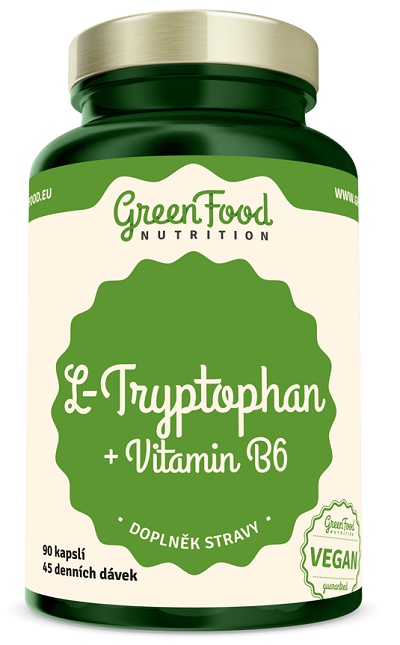 Levně GreenFood L-Tryptophan + Vitamin B6 90 kapslí