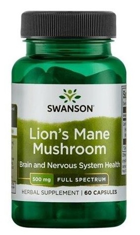 Swanson Lion's Mane Mushroom 500 mg 60 kapslí