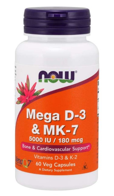Levně Now Foods Mega Vitamin D3 + K2 (MK-7) 60 kapslí