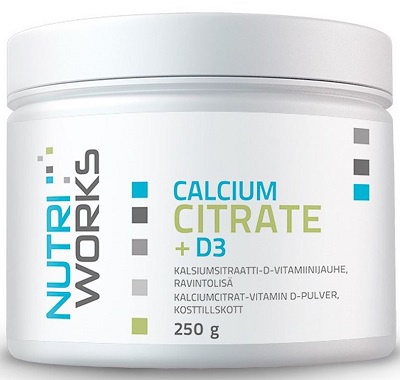 Levně NutriWorks Calcium Citrate + D3 250 g