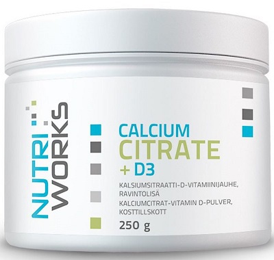 NutriWorks Calcium Citrate + D3 250 g