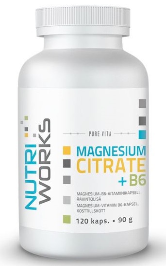 NutriWorks Magnesium Citrate + B6 120 kapslí