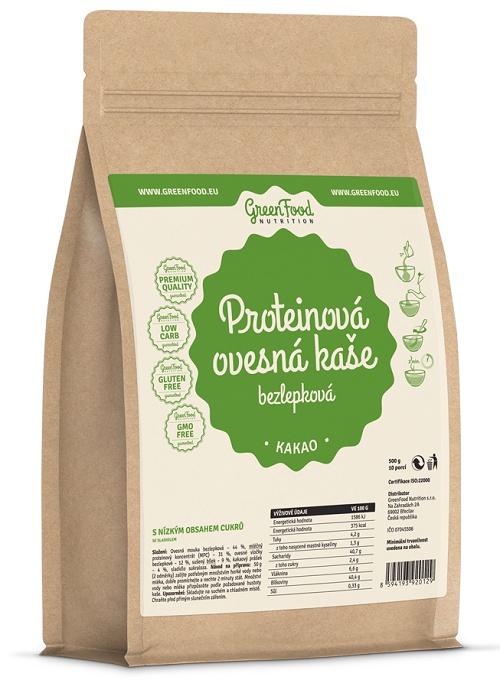 GreenFood Proteinová ovesná kaše bezlepková 500 g - kakaová