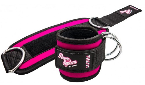 Levně Power System Kotníkový adaptér Ankle Straps Gym Babe - růžová