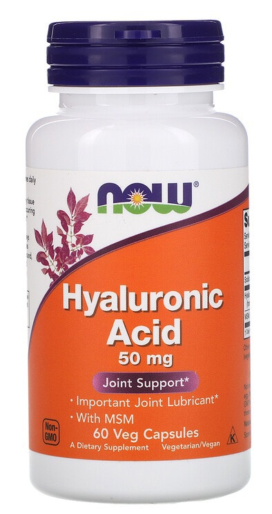 Levně Now Foods Hyaluronic Acid 50 mg + MSM 60 kapslí