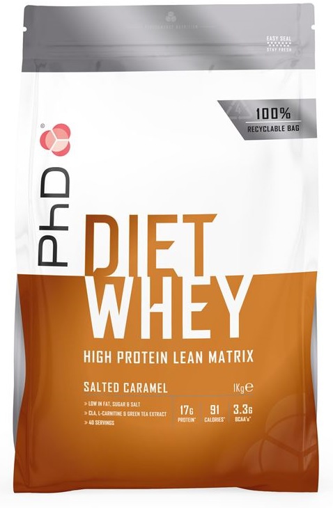 Levně PhD Nutrition PhD Diet Whey Protein 1000 g - slaný karamel + šejkr 600 ml ZDARMA