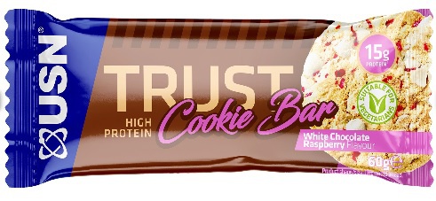 Levně USN (Ultimate Sports Nutrition) USN Trust Cookie Bar 60g - bílá čokoláda s malinou