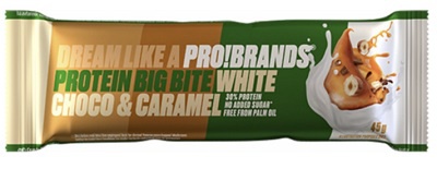 Levně FCB ProBrands Big Bite Bar 45 g - Bílá čokoláda & karamel