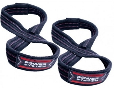 Power System silový popruh LIFTING STRAPS FIGURE 8 - černá+červená L/XL