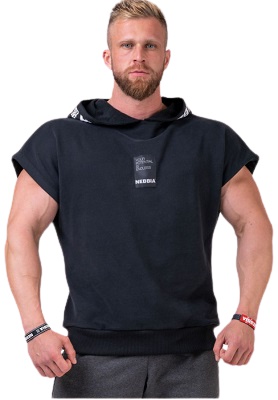 Nebbia Pánské tričko No Limits Rag Top s kapucí 175 černá - XL