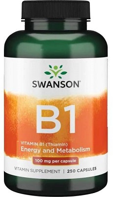 Levně Swanson Vitamin B1 Thiamin 100 mg 250 kapslí