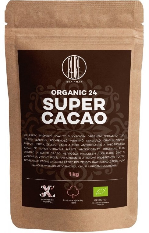 Levně BrainMax Pure Organic 24 Super Cacao 1000 g