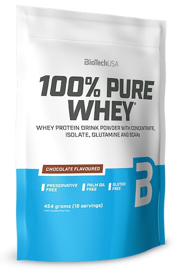 Biotech USA BioTechUSA 100% Pure Whey 454 g - čokoláda + Zero Bar 50 g ZDARMA
