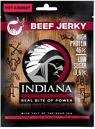 Levně Indiana Jerky sušené maso 25g - Hovězí Hot & Sweet