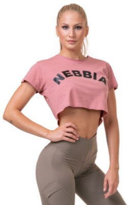 Nebbia Volný Fit & Sporty crop top 583 růžová - XS