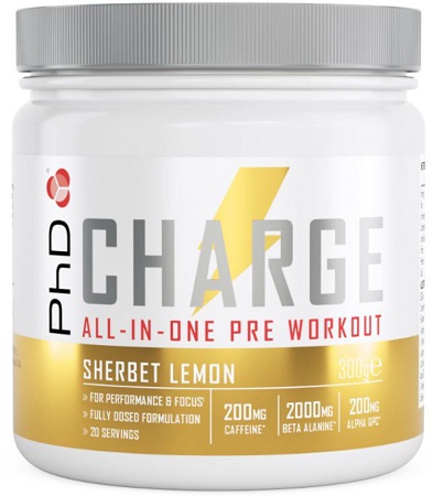 PhD Nutrition PhD Charge Pre-Workout 300 g - citronový sorbet