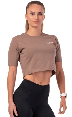 Nebbia Minimalist Logo Nebbia Crop Top 600 hnědý - XS