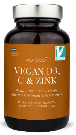 Levně Nordbo Vegan D3, C & Zinek 90 kapslí