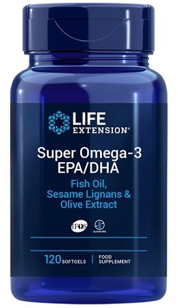 Levně Life Extension Super Omega-3 EPA/DHA Fish Oil, Sesame Lignans & Olive Extract 120 kapslí