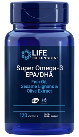 Life Extension Super Omega-3 EPA/DHA Fish Oil, Sesame Lignans & Olive Extract 120 kapslí
