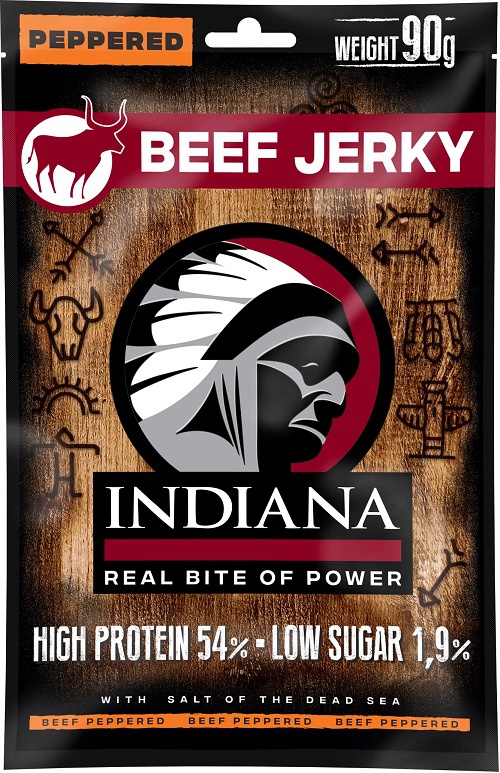 Levně Indiana Jerky sušené maso 90 g - Hovězí Peppered