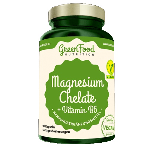 Levně GreenFood Magnesium Chelate + Vitamin B6 90 kapslí