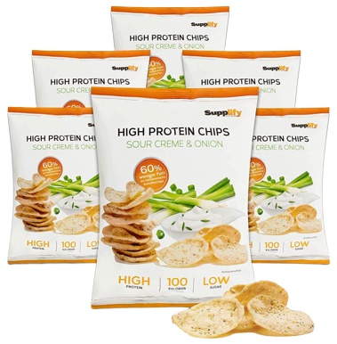 Levně Supplify High Protein Chips 50g - sour and cream VÝPRODEJ 4.4.2024