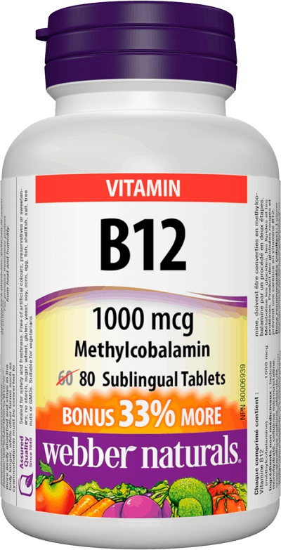 Levně Webber Naturals Vitamin B12 1000 mcg 80 tablet