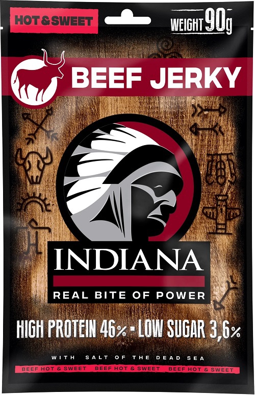 Levně Indiana Jerky sušené maso 90 g - Hovězí Hot & Sweet