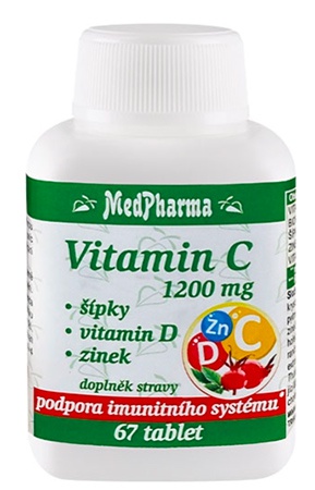 Levně Medpharma Vitamin C 1200 mg šípky, vitamin D, zinek 67 tablet