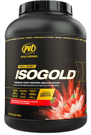 PVL Gold Series 100 % Whey Isogold 2270 g - jahodový milkshake