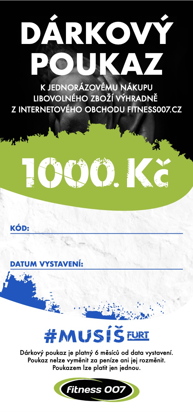 Elektronický dárkový poukaz Fitness007 1000 Kč pro kluka