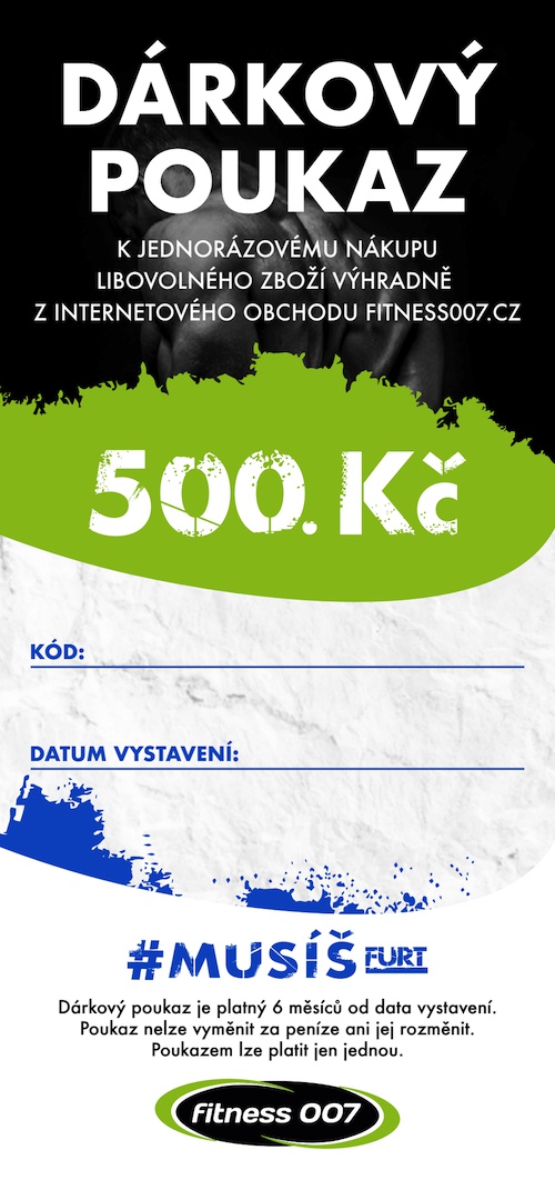 Elektronický dárkový poukaz Fitness007 500 Kč pro kluka