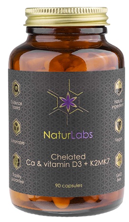 NaturLabs Vápník Chelátový + D3 & K2 90 kapslí