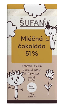 Levně Šufan Tabulková Čokoláda 70 g - mléčná 51 % VÝPRODEJ 26.3.2024