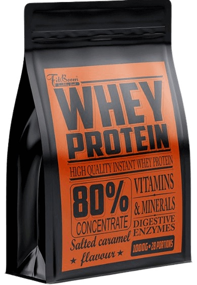 FitBoom Whey Protein 80 % 1000 g - slaný karamel