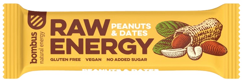 Levně Bombus Raw Energy bar 50 g - arašídy/datle