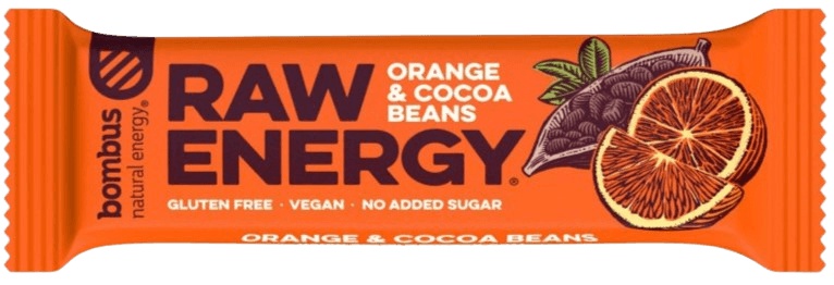 Bombus Raw Energy bar 50 g - pomeranč/kakaové boby