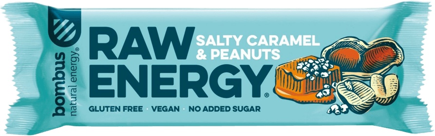 Bombus Raw Energy bar 50 g - slaný karamel/arašídy