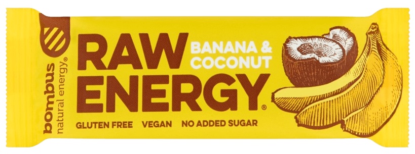 Levně Bombus Raw Energy bar 50 g - banán/kokos