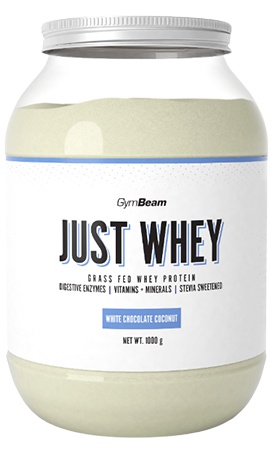 GymBeam PROTEIN JUST WHEY - 1000 G - BÍLÁ ČOKOLÁDA + KOKOS Syrovátkový protein, , velikost 1 KG