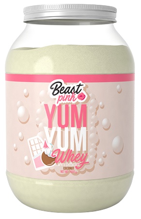 GymBeam BeastPink Protein Yum Yum Whey 1000 g - bílá čokoláda/kokos
