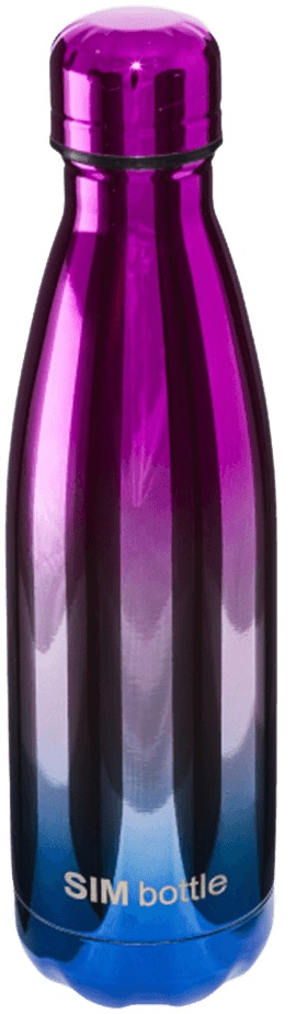 Levně SIM bottle Láhev Metal z nerezové oceli 500 ml - růžově modrý gradient