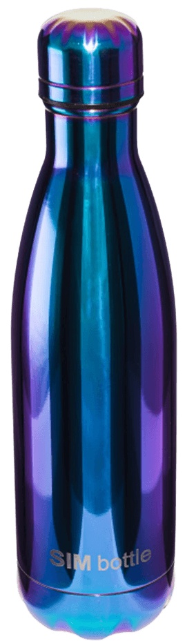 Levně SIM bottle Láhev Metal z nerezové oceli 500 ml - modrá metalická barva
