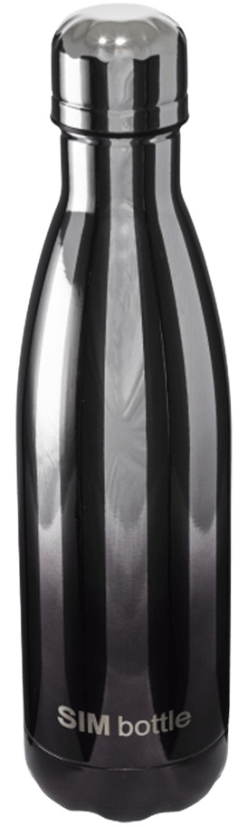 Levně SIM bottle Láhev Metal z nerezové oceli 500 ml - černo stříbrný gradient