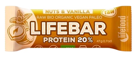 Levně Lifefood Lifebar Protein BIO 47 g - oříšek s vanilkou VÝPRODEJ 28.4.2024