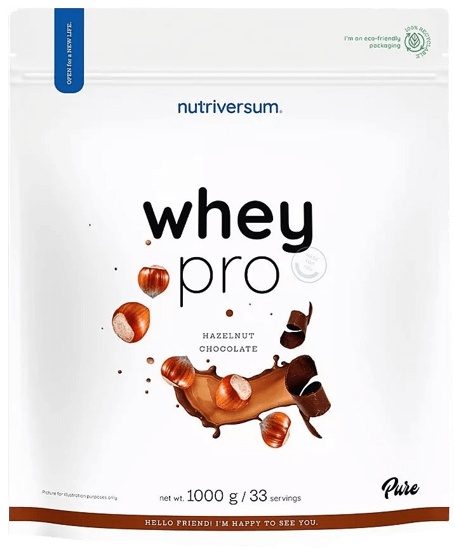 Nutriversum Whey Protein Pro 1000 g - čokoláda/lískový oříšek + Vitamin C ZDARMA
